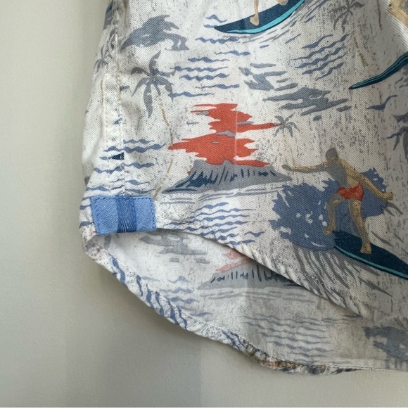 Tommy Bahama Shirt White Surfer Print Beach Button Up Short Sleeve Mens Medium - Picture 5 of 12